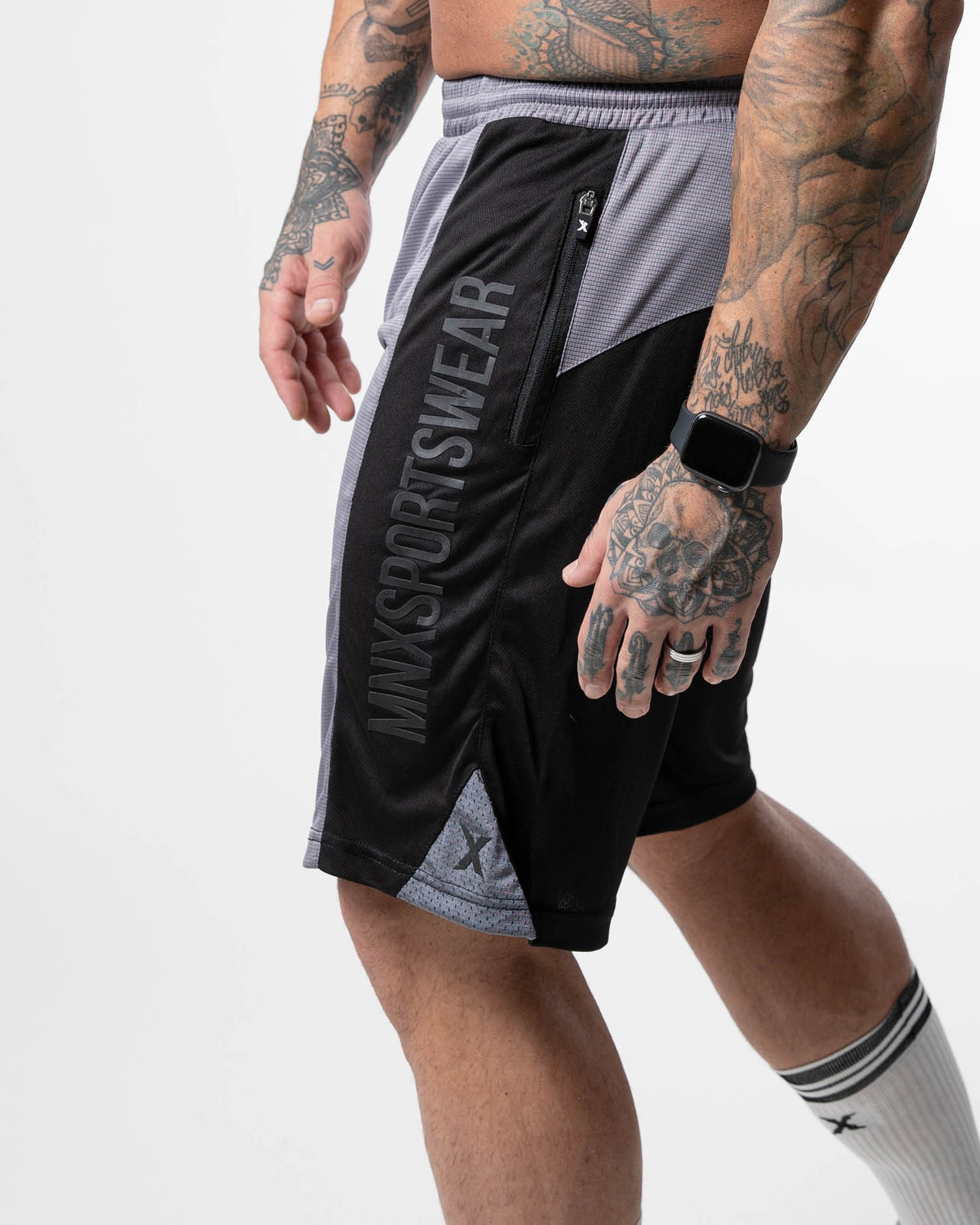 MNX Mesh shorts Grey & Black - Image 4
