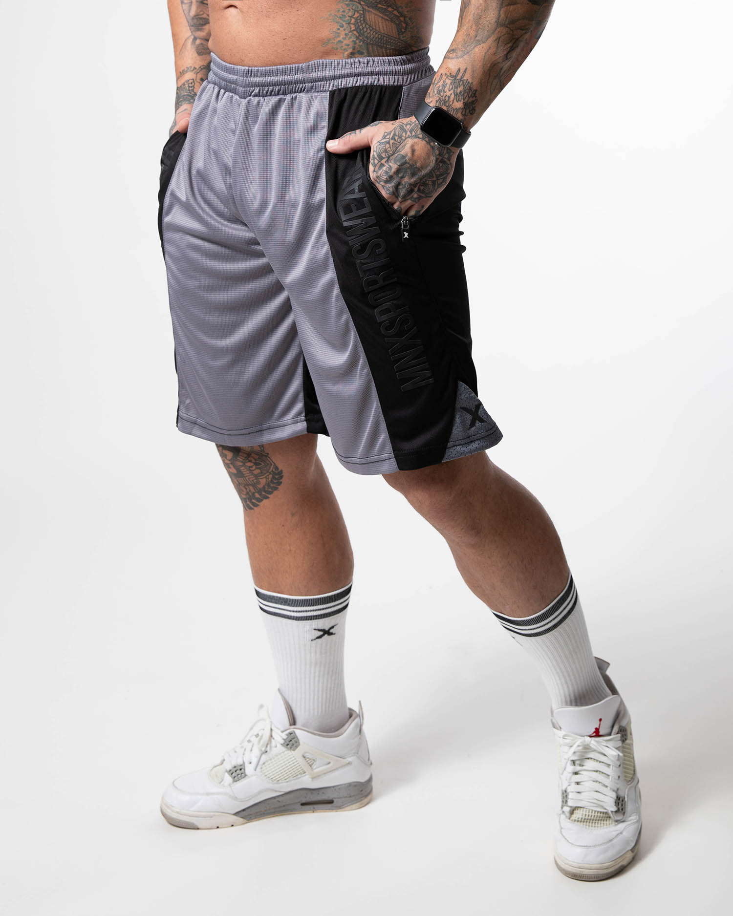 MNX Mesh shorts Grey & Black - Image 3