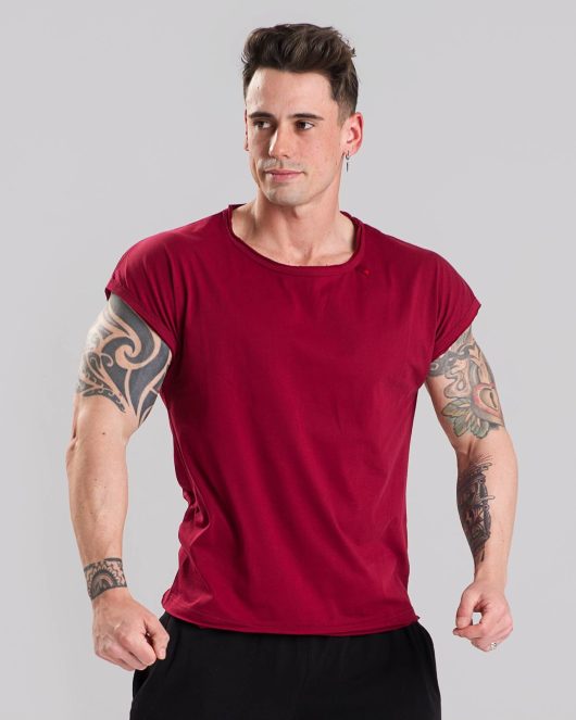 MNX Ripped T-shirt Athletic, burgundy