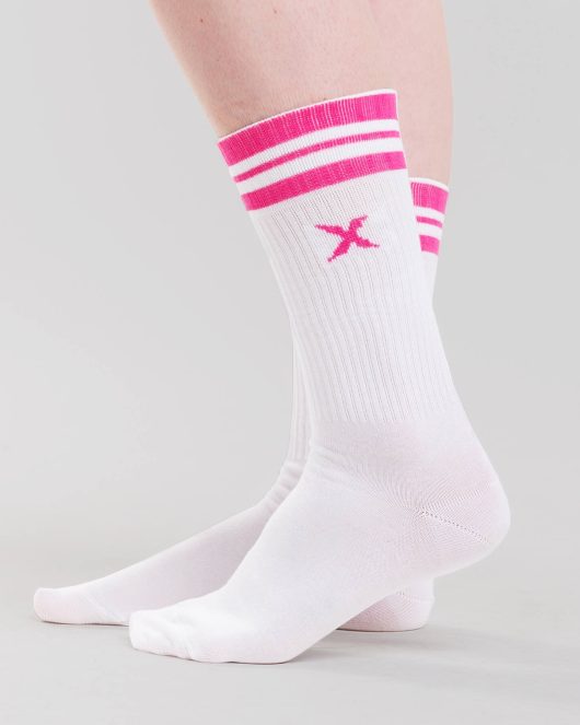 MNX Unisex Cotton socks, white & pink