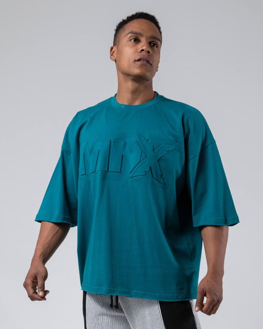 MNX Extra majica embossed, mozaična modra