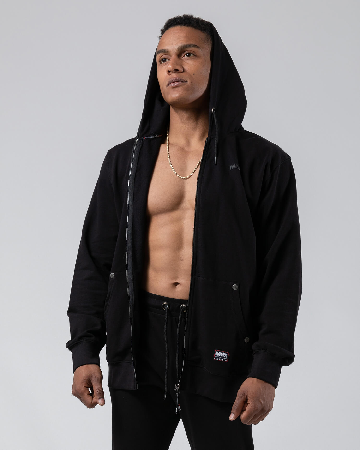MNX Men's lightweight hoodie Aesthetic, black - Image 4