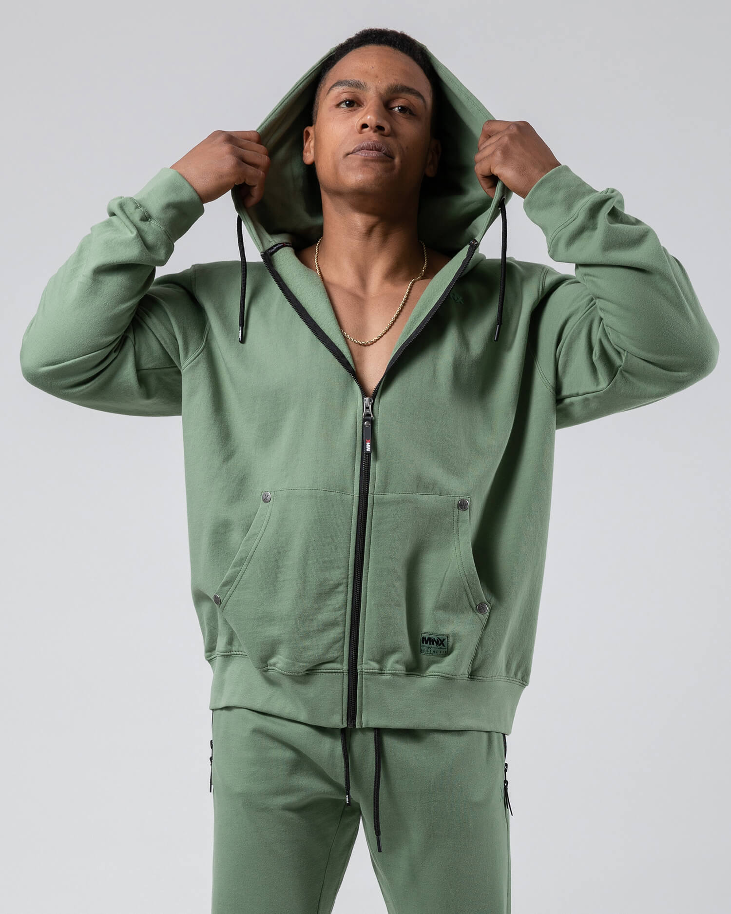 MNX Men's lightweight hoodie Aesthetic, khaki - Image 3