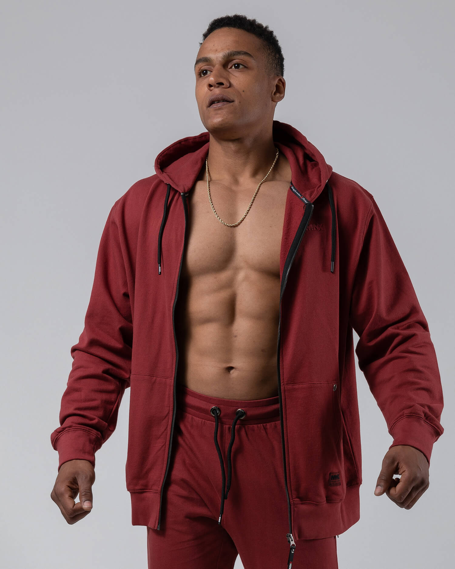 MNX Men's lightweight hoodie Aesthetic, maroon - Image 3